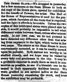 “The Greek Slave,” *Daily Picayune* (New Orleans), February 22, 1849, 6.